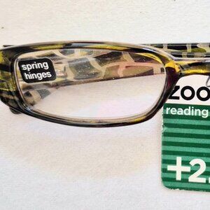 ZOOM Green Alligator Print Reading Glasses +2.50 New with tags   Spring hinges